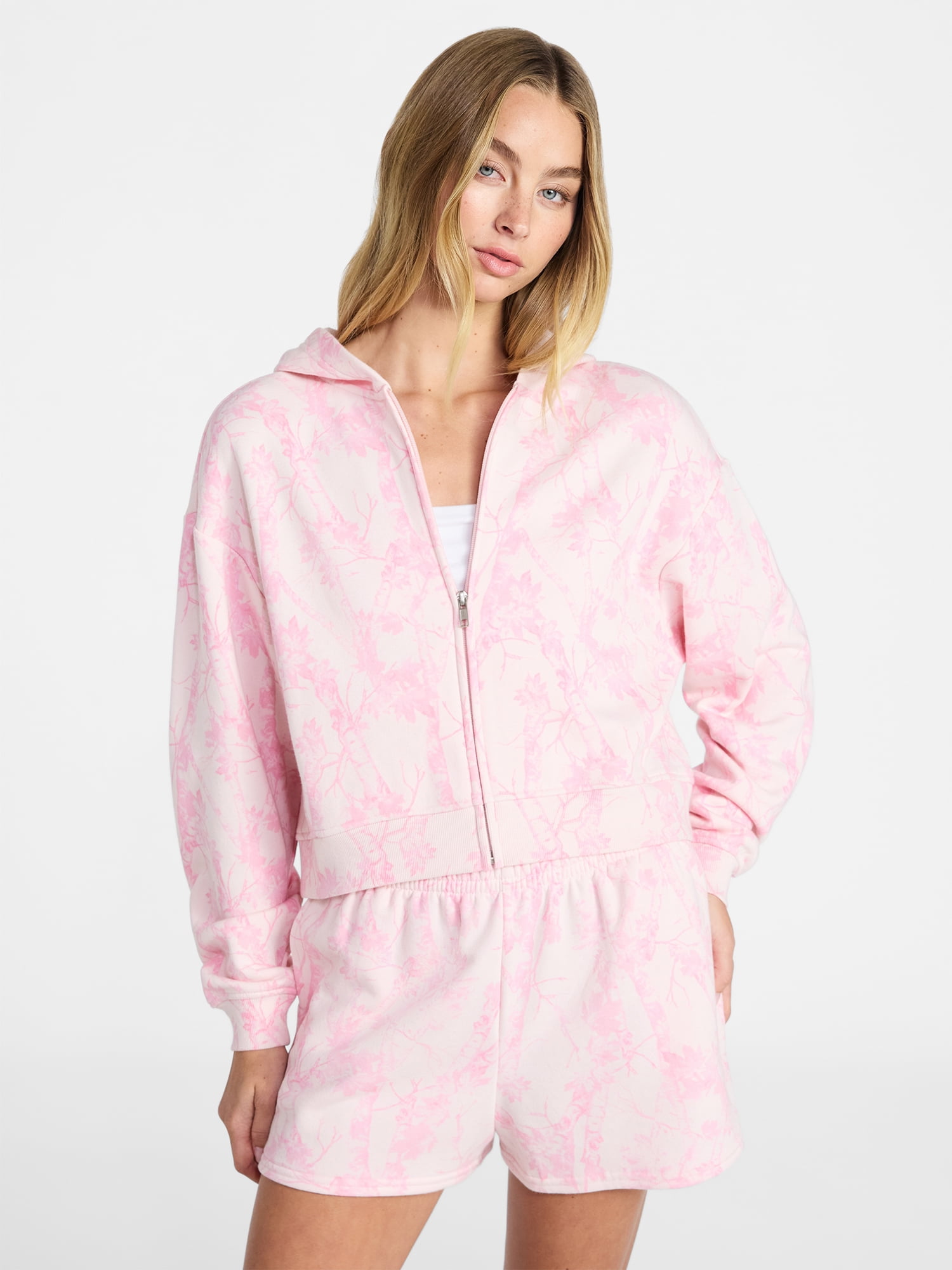 No Boundaries Boxy Zip-Up Hoodie, Women's XXS-XXL