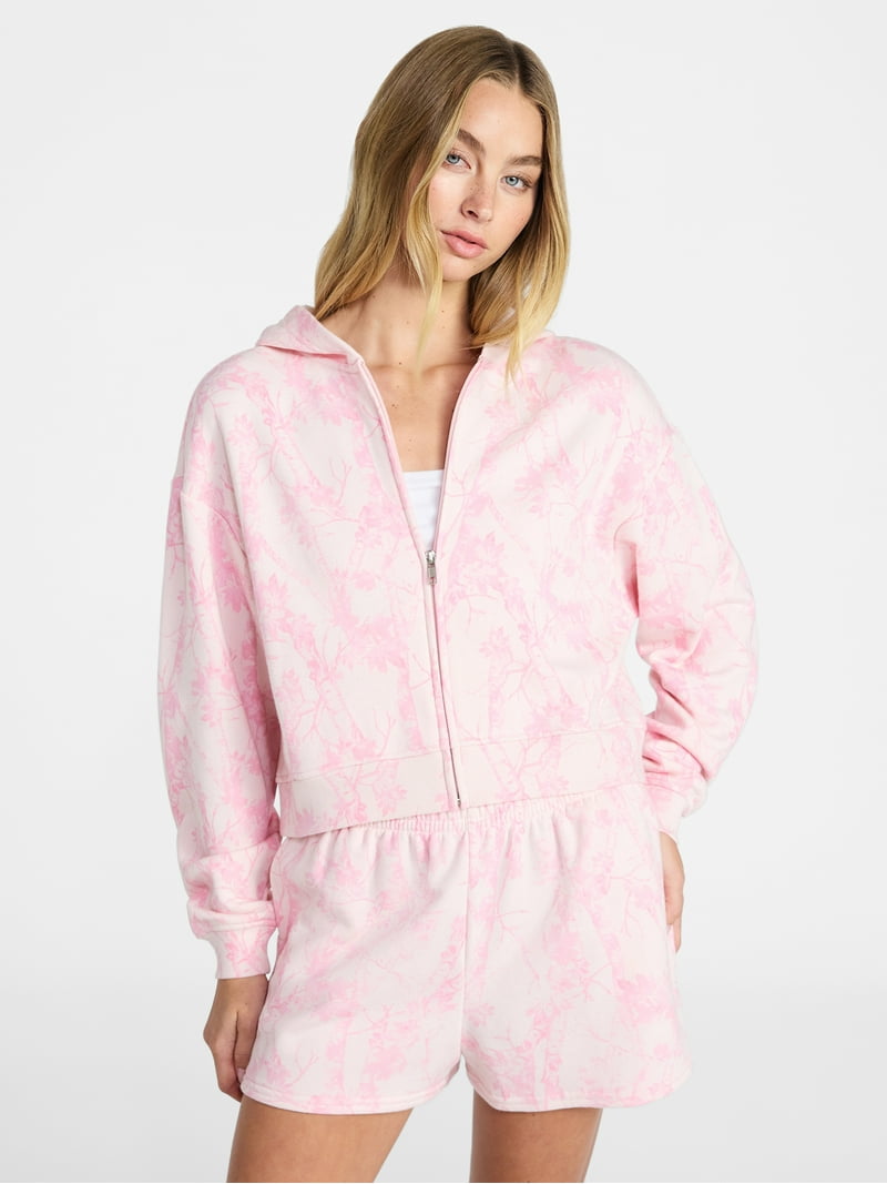 No Boundaries Boxy Zip-Up Hoodie, Women's XXS-XXL - Walmart.com