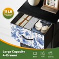 thumbnail image 5 of 4 Drawer Vertical Storage Dresser Spring magic floral Blue white Toile de Jouy vintage with Wood Top Fabric Pull Drawers, 5 of 8