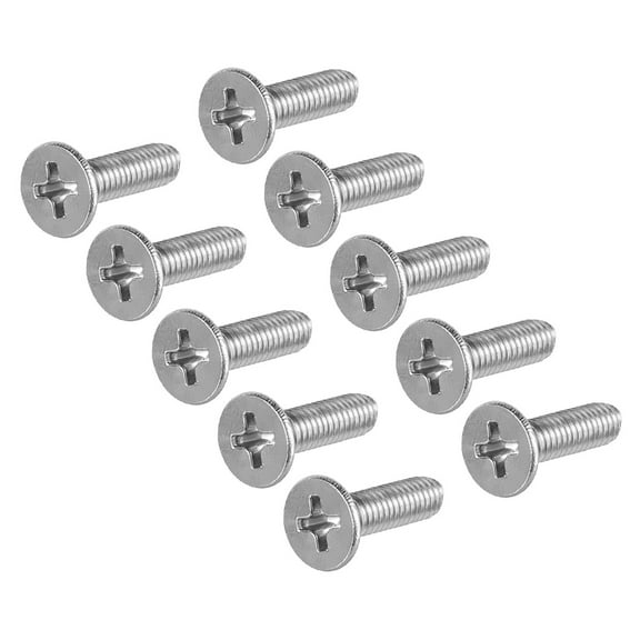 Unique Bargains M4x14mm Flat Head Machine Screws, Phillips Cross Screw, 304 Stainless Steel, Fasteners Bolts 30Pcs
