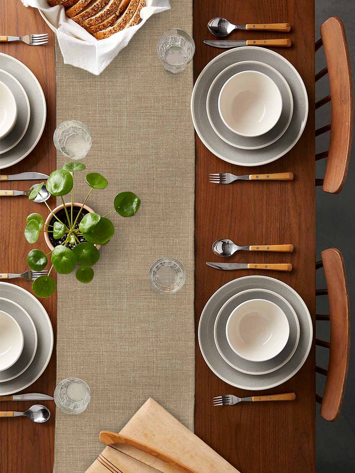 nqOlkjepod Brown Farmhouse Table Runner 60 Inches Long Farmhouse Dress Scarves, Vintage Country Monochrome Textured Dining Tablerunner for Coffee Table/Kitchen Island/Party Décor, 13" x 60"
