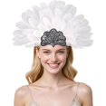 thumbnail image 2 of JJHGVB Decorated Roaring20s Headband, Soft Stretchfit Lace Hair Band with Gem Ornament, Vibrant Multicolor Headwear for Christmas and Festive Dressup White One Size, 2 of 4