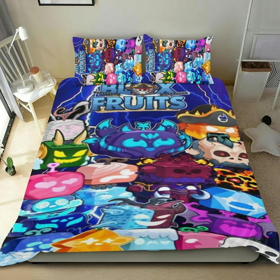 Bedding Set For Blox Fruits Comforter Set Cute Duvet Cover Sets Super Soft Teens Bedding Set Kids Bedroom Gifts,1 Duvet Cover with 2 Pillowcases Twin 3 Piece