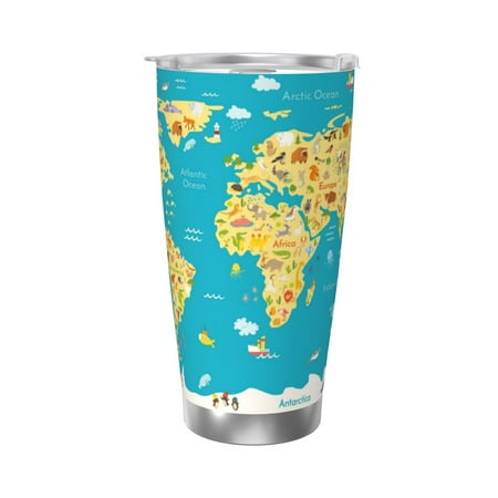 

Animal Map For Kid 20 Oz Water Bottle Insulated Tumblers Stainless Steel Cups Double Wall Tumbler with Lid