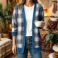 thumbnail image 4 of Bixock Jeans Cardigan for Womens Open Front Long Sleeve with Pockets Printed Loose Casual Outerwear Fall Winter Coats Daily Wear, 4 of 5