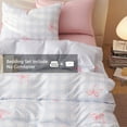 thumbnail image 5 of Duvet Cover Set Pink Bowknot and Blue Gingham Patterned Bedding Set Breathable Microfiber Comforter Cover King Size, 5 of 5