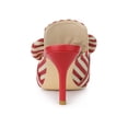 thumbnail image 2 of BLISSFUL STEP Mules à Talon Aiguille pour Femmes Bout Pointu Rayure Nœud à Enfiler Chaussures Habillées Rouge 7, 2 of 7