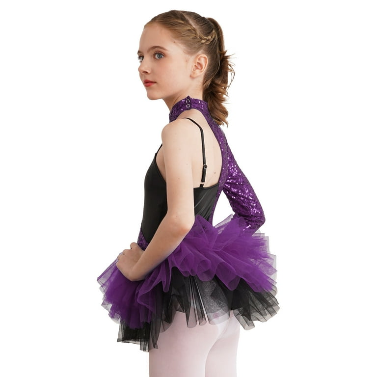 YEAHDOR Kids Girls Sequins Ballet Tutu Dress Ballerina