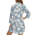 thumbnail image 6 of Renewold Bathing Suit Cover Up Shirt Button Down Shirts for Women Lightweight Dress Shirt with Pocket Comfy Bikini Coverups Long Sleeve Women's Swimwear, Floral Print Blue, S, 6 of 7