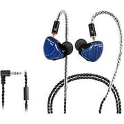 in Ear Monitor Headphones, HiFi Stereo IEM Earphones, Dynamic Dual Driver Wired Earbuds with Detachable Cable, Noise Canceling Headset for Singers Musicians Drummers Audiophile (Blue, No Mic)