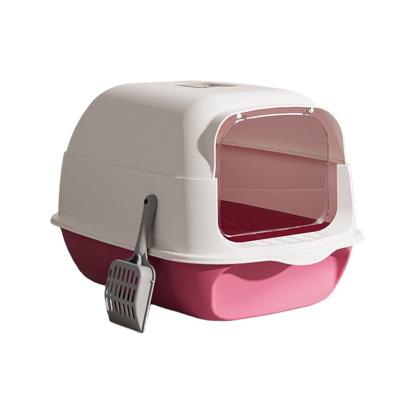 Large Fully Enclosed Cat Litter Box with Lid, Splash-Proof Cat Toilet Tray with Observation Window and Shovel, Non-Slip Base, 19.3x13.4x13.4 Inches