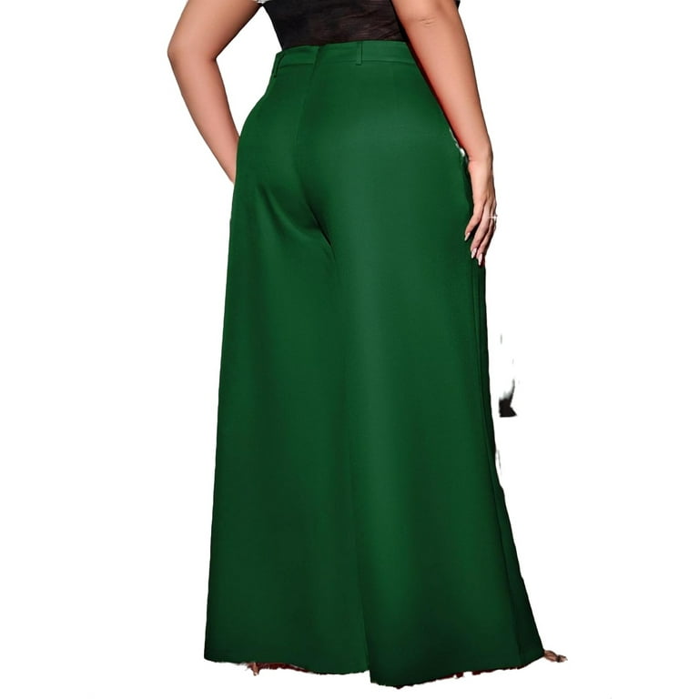 パンツ DEPARTMENT 5 Women Straight Pants DP1142TS0050 Green Plus Casual Solid Wide Leg Dark Green Plus Size Pants