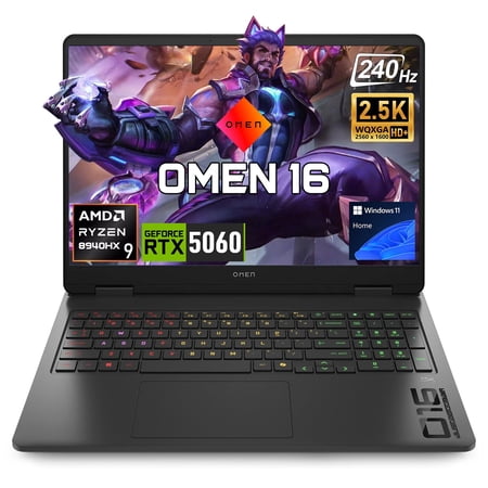 HP Omen 16 RTX 5060 Gaming Laptop, 16" QHD 240Hz,AMD Ryzen 9 8940HX, 16GB DDR5 , 512GB SSD, Win 11 Home