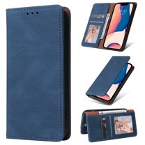 Decase Leather Wallet Case for iPhone 14 Plus Magnetic Closure with Card Slots Holders Money Pocket Kickstand Shockproof Protective Case For iPhone 14 Plus,Blue