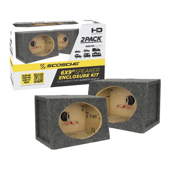 Scosche  Pair of 6x9 Car Audio Speaker Enclosures Sturdy Construction w/ Gray Carpet SE69KT2-WP1
