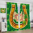 thumbnail image 2 of St. Patrick''s Day Blackout Curtain,Lucky Shamrock Leaf Horseshoe Festival Theme Home Fabric Window Rod Pocket Curtains for Living Room Kitchen Bathroom,Set of 2 Panel W42xL63in, 2 of 6