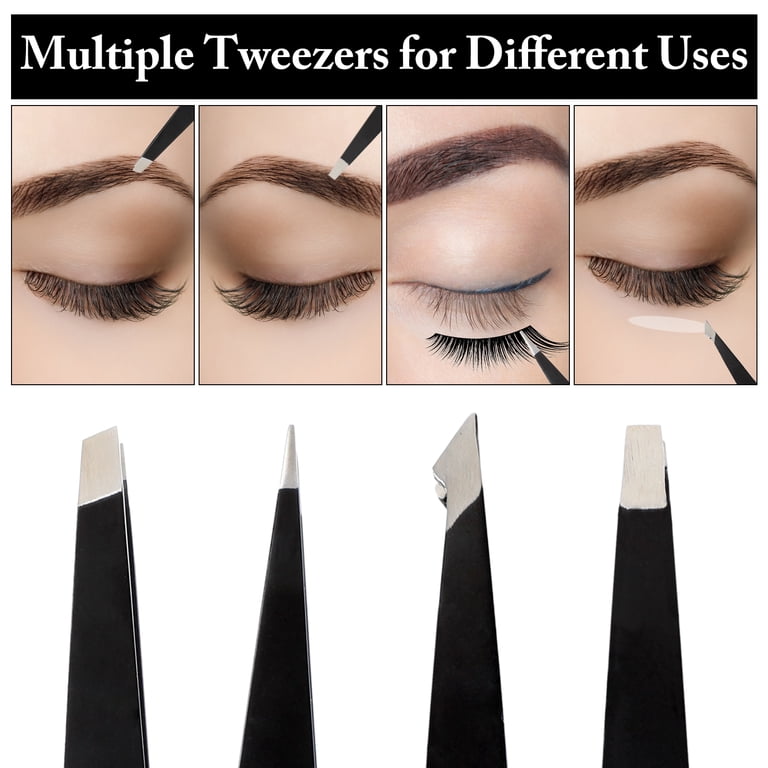 Night Eyebrow II 4個セット Peaoy Eyebrow Kit with Razor, Tweezers, Scissors, Brush, Stainless