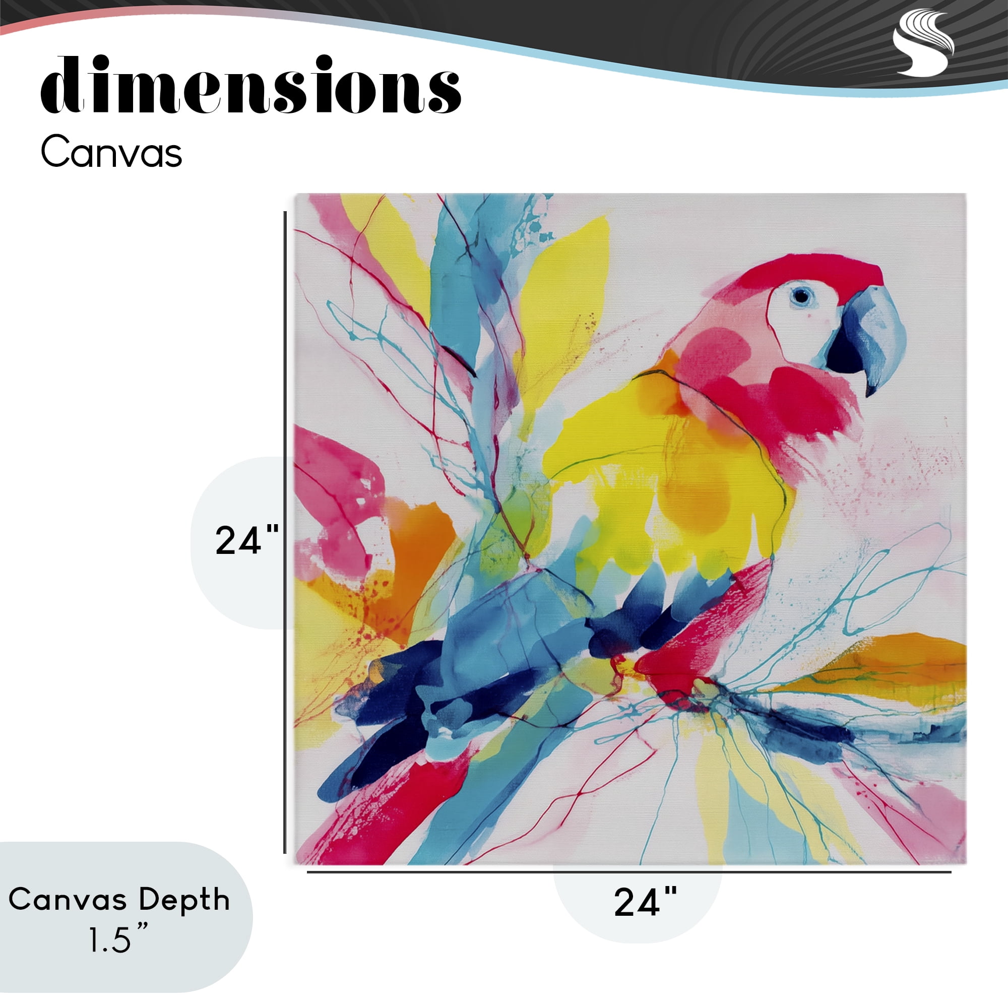 Stupell Industries Expressive Parrot in Bloom Canvas Wall Art, design by Chromatic Storm Studio