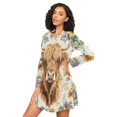 thumbnail image 3 of FORMRS Womens Long Sleeve Nightgowns Crew Neck Sleep Shirt Soft Pajamas Sizes S-3XL, Floral Cow, 3 of 8