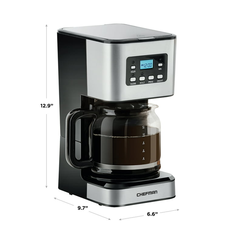 Chefman 12-Cup home Programmable Coffee Maker, Square Stainless