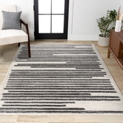 JONATHAN Y MOROCCAN HYPE 5 x 8 Area Rug, Khalil Berber Stripe - Cream/Black, MOH207A-5