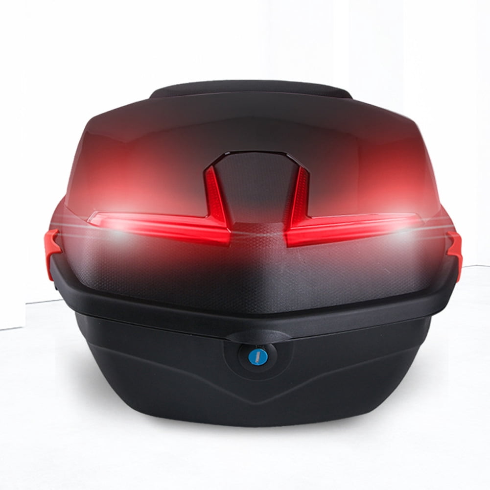 Motorcycle Rear Top Box, Waterproof Motorcycle Scooter Tail Box Trunk Luggage Box, Large Capacity Lockable Carrier Case For Helmet Luggage Storage