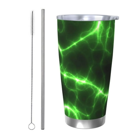 

Lukts Green Lightning for 20OZ Car Cup Stainless Steel Direct Drinking Straw Thermos Cup Suitable for Office Travel and Car-Straw Two-piece Set
