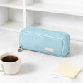 thumbnail image 7 of Large Pencil Pouch with 2 Zippered Compartments, Oxford Fabric Pencil Case with Minimalist Solid Design for Office Desk Travel Storage, 9 Inch, 7 of 7