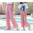 thumbnail image 4 of FAOWME Girls Wide Leg Pants Elastic High Waisted Casual Trousers For Kids Summer Flowy Stretchy Palazzo Pants Light Pink 11-12 Years, 4 of 6