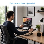 CD4 Adjustable Laptop Standing Desk Converter with 4 Heights, Tilting Platform and Level Mouse Pad, Black