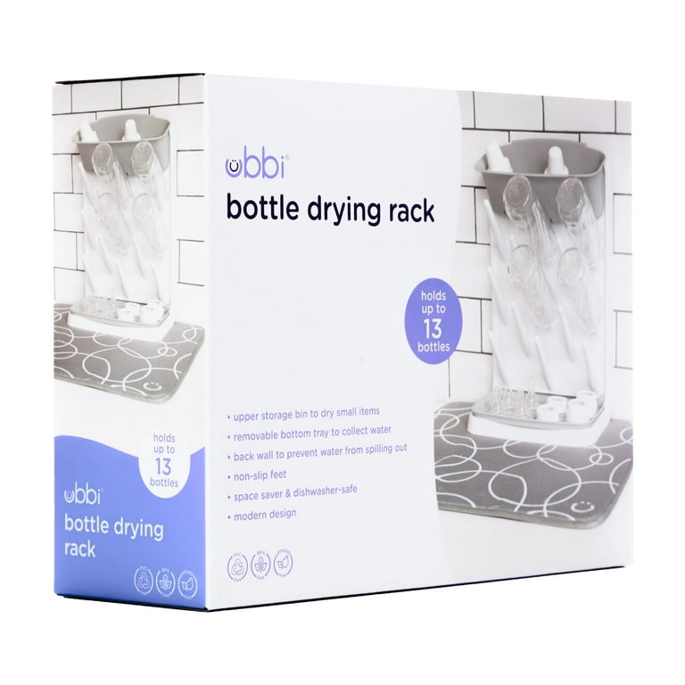 Ubbi Vertical Baby Bottle Drying Rack, Gray photo 2