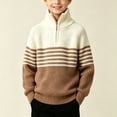 thumbnail image 3 of HBGVBA Boys Long Sleeve Sweater,Quarter Zip Knit Tops,Fall Winter Stand Collar Casual Pullover Sweaters for 7-15 Years Kids, 3 of 6