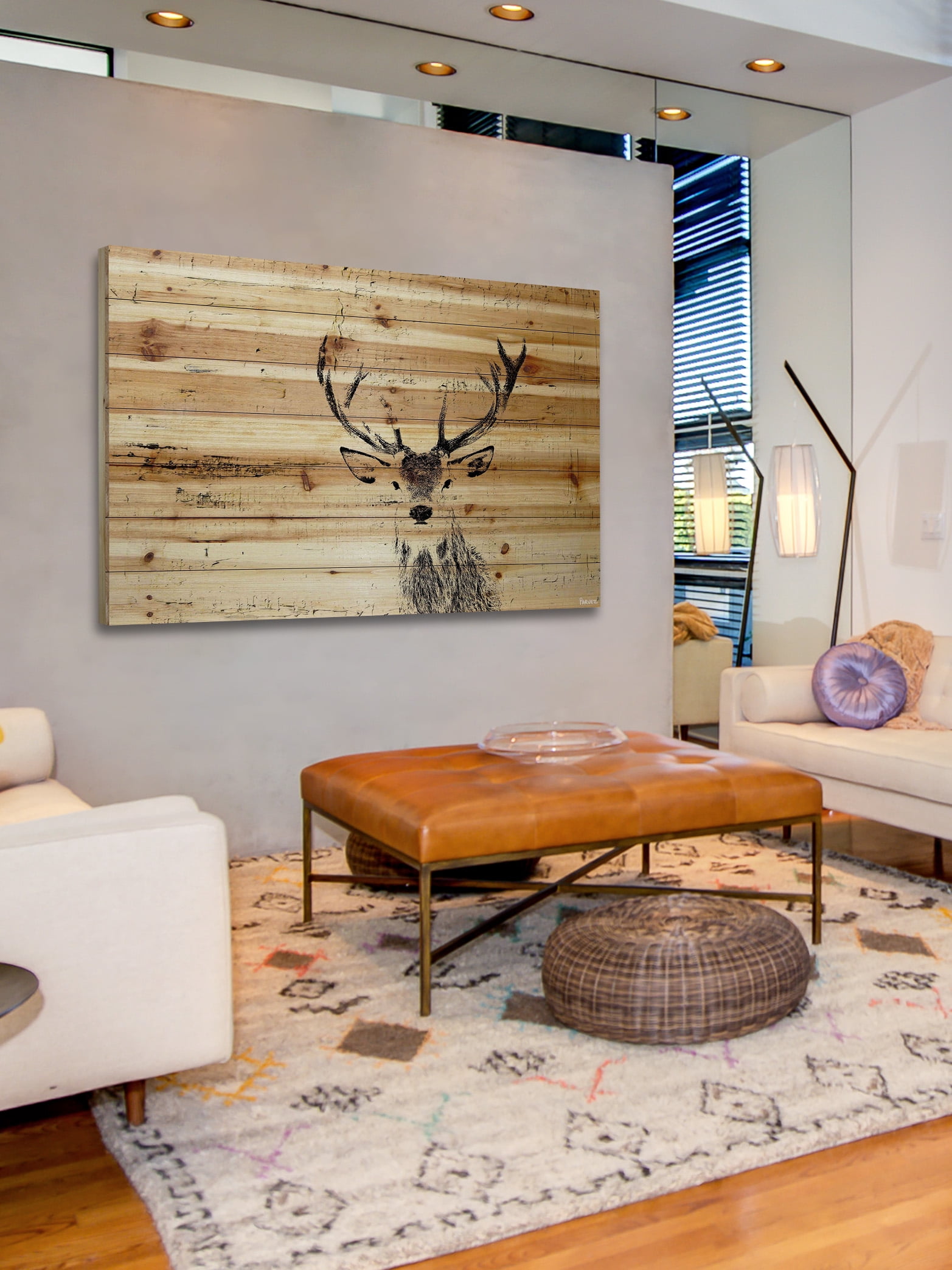 "Inquisitive Deer" Painting Print on Natural Pine Wood