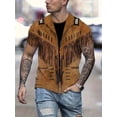 thumbnail image 4 of Men's Plus Vintage Ethnic Print T-Shirt - Casual Crew Neck Short Sleeve Top, 100% Polyester, Regular Summer Shirt, Machine Washable, Large, 4 of 6