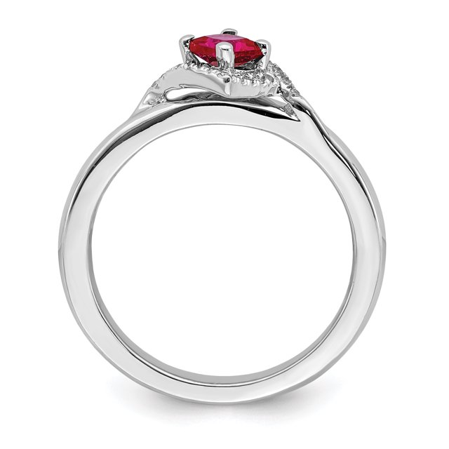 Bague en Argent Sterling Stackable Expressions Poli Cr. Ruby & Dia Taille 10