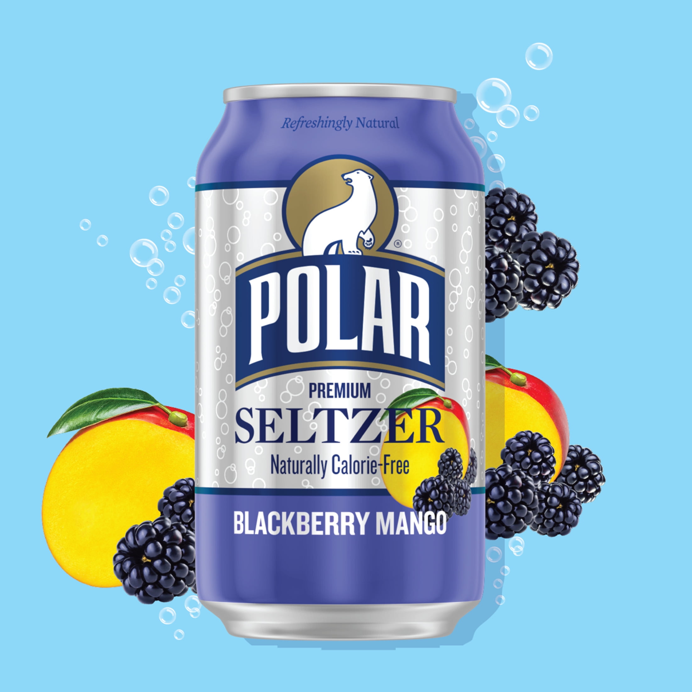 (6 pack) Polar Zero Calorie Blackberry Mango Sparkling Seltzer Water, 12 fl oz, 8 Pack Cans