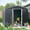 Black, variant on Kosynda 8' x 6' Outdoor Storage Shed with Window, Galvanized Metal Tool Storage House with Air Vents and Sliding Door for Garden, Lawn, Backyard, Outdoor, Gray