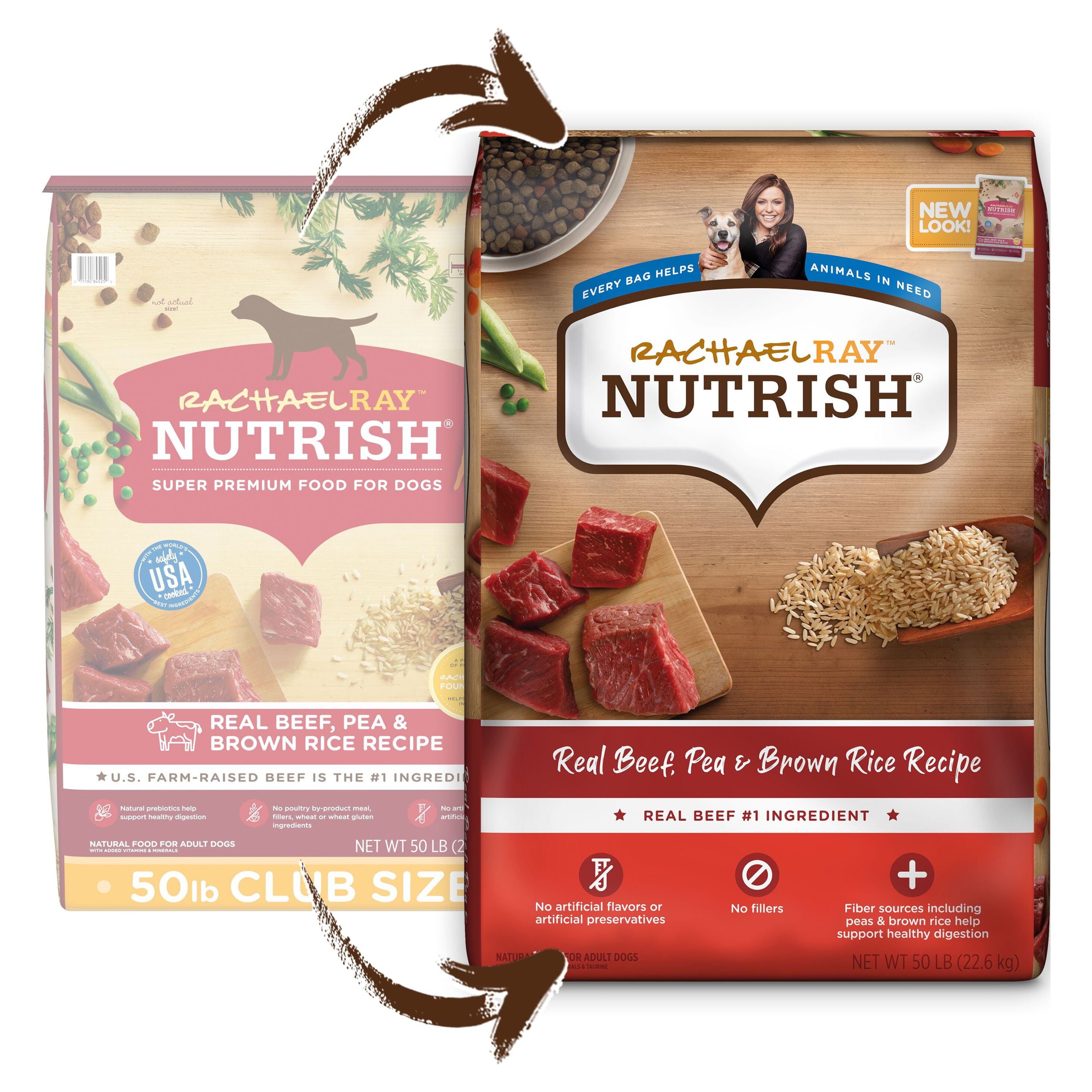 Rachael Ray Nutrish Real Beef Pea Brown Rice Recipe Premium Dry Dog Food 50 lb. Bag Walmart