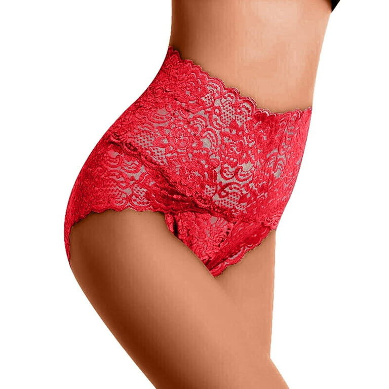 YiHWEI Female Short Valentines Day Lingerie for Women Women's Lace  Underwear High Waist Cotton Soft Full Cover Underpants XL