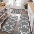 thumbnail image 2 of Gray Geometric Quatrefoil Pattern Kitchen Rugs Sets Of 3,Kitchen Runner Rugs Non Skid Washable,Decorative Kitchen Floor Mats for Kitchen,Sink,Laundry,17"x30"+ 17"x47" + 17"x59", 2 of 6