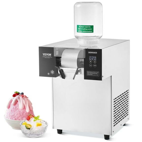 VEVOR Commercial Snowflake Ice Machine, 397LBS/24H Snowflake Ice Maker, Stainless Steel Ice Shaver Machine, Electric Snow Cone Maker, Air Cooling System for Rapid Heat Dissipation, for Bakery, Cafe