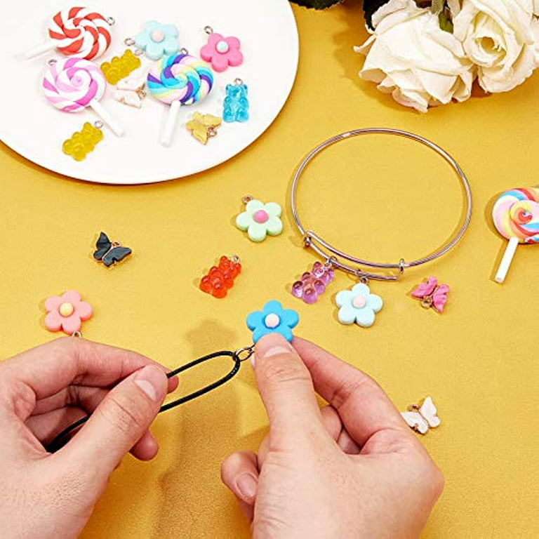 1 Box 42Pcs Sweet Candy Charms Lollipop Gummy Bear Resin Slime Charms  Polymer Clay Pendants for Earring Bracelet DIY Jewelry Making 