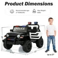 thumbnail image 4 of 12V Ride On Police Car for Girls & Boys, Battery Powered Police Jeep Cop Cars with 2.4G Remote Control,Music, Headlights, MP3 Player and Power Display,Black, 4 of 9