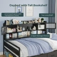 thumbnail image 4 of Afuhokles Twin Daybed with 4 Storage Drawers and 3-Tier Bookshelf, Day Bed with LED Lights and Charging Station, Corner Bed Frame with Storage Headboard, Black, 4 of 8