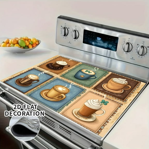 Stove Top Cover coffe and milk Gas Stove Top Cover for Home Decoration Kitchen Pad Non-Stick Washable Cooktop Covers Countertop Protector Keep Stove Clean