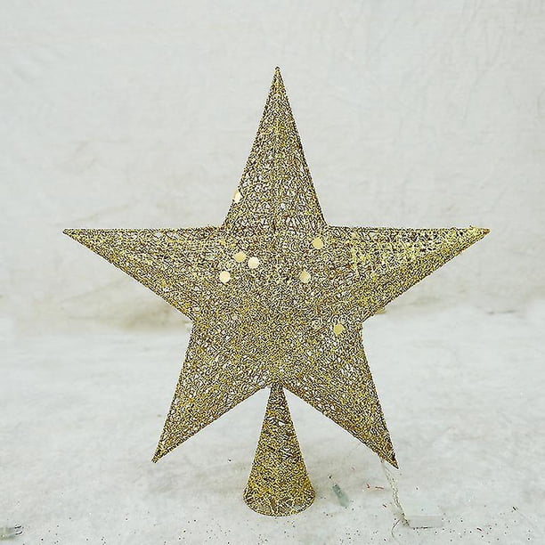 Adorno de estrella de hierro para árbol de Navidad, adornos brillantes para decoración de árbol de Navidad