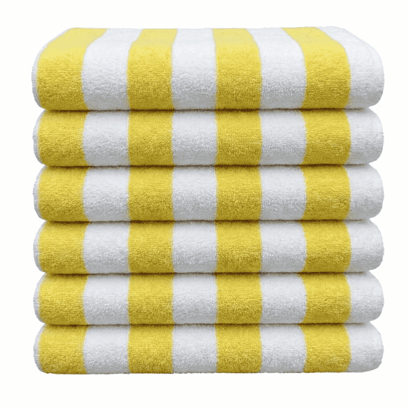 3 Pack Poolside Beach Pool Spa Towels Striped Pineapple & White 100% Cotton 30in x 60in
