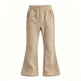 thumbnail image 5 of CBASIHI Girls Cotton Flare Sweatpants with Pockets Elastic Waist High Waist Yoga Casual Stretchy Wide Leg Workout Pants Khaki 8 T, 5 of 9