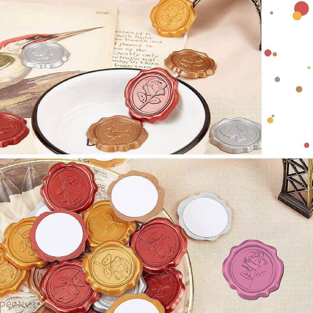 100Pcs Letter M Wax Seal Sticker Wedding Vintage Invitations Envelope Sealing Bronze Initial Label Decal Self Adhesive for Gift Wrapping