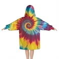 thumbnail image 2 of Colorful Rainbow Tie Dye Spiral Pattern Blanket Hoodies for Kids 6-13YR Oversize Wearable Blanket Hoodies for Boys Girls Teens, 2 of 7